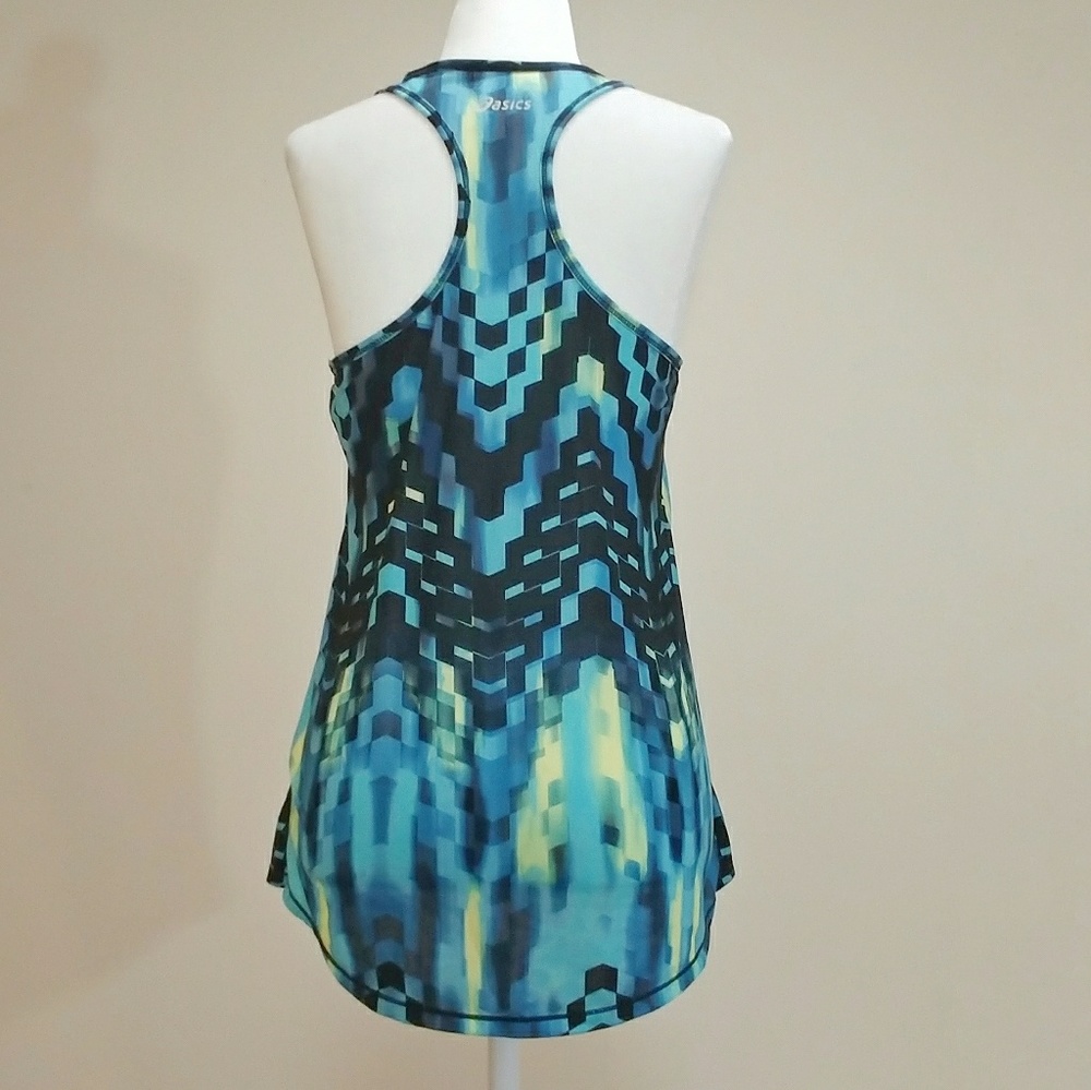 Asics Turquoise Check Emma Racerback Top Size M - Picture 6 of 8